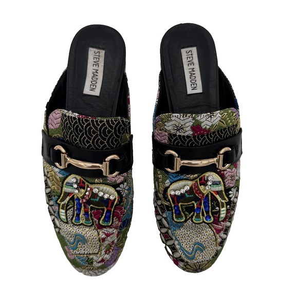 Steve Madden Kandi Slip-On Mule Elephant Tapestry Embellished Floral Beaded, 9.5 - Picture 8 of 16